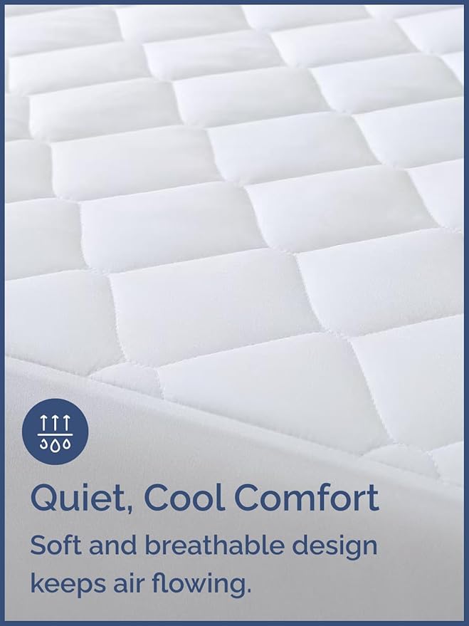 Quilted Fitted Mattress Pad Cal King Size - Elastic Fitted Mattress Topper Protector & Cover - Breathable, Soft, Low Profile Top Cover with 8-16 Inch Deep Pockets - Easy-Fit & Machine Washable - White