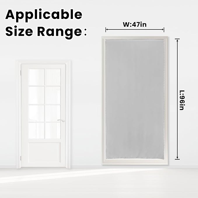 Self Adhesive Curtains Portable Blackout Curtain Simple and Easy to Install Bedroom Window Thermal Lnsulated Kitchen Room Darkening Black Small Drapes, 47" W X 96" L, White, 1 Panel