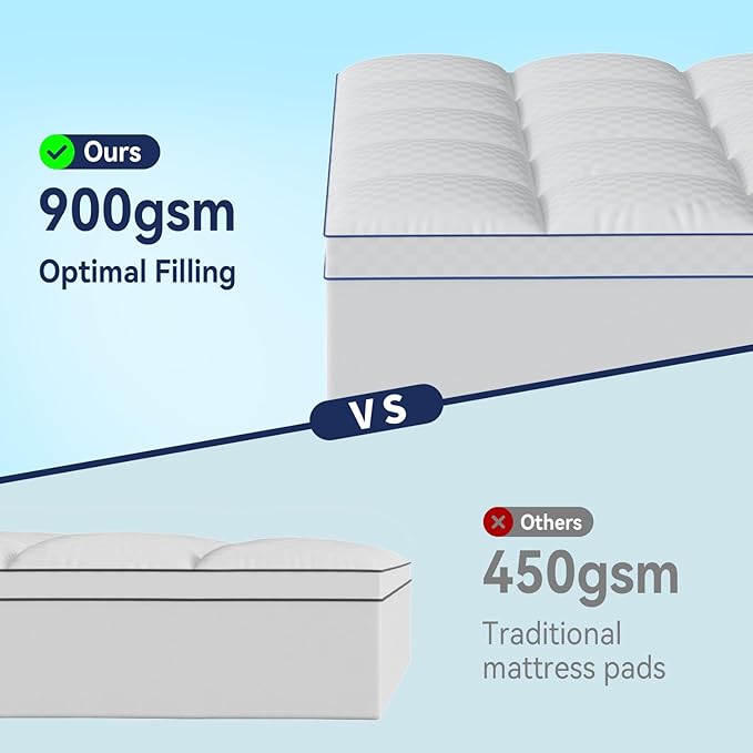 Mattress Topper for Back Pain, Extra Thick Pillowtop, Cooling and Plush Mattress Pad Cover Bed Topper Protector with 8-21 Inch Deep Pocket California King