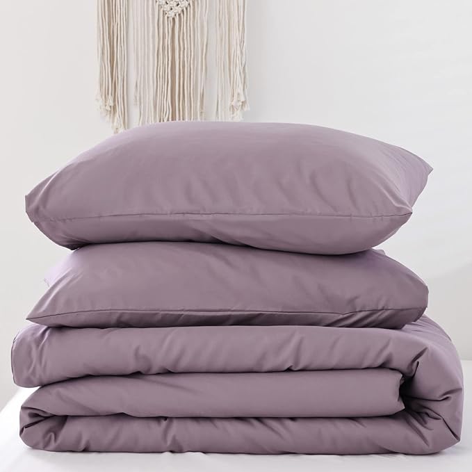 ROSGONIA Dusty Purple Comforter Set Queen, 3pcs (1 Boho Comforter & 2 Pillowcases) All Season Bedding Lightweight Bedspread Blanket Quilt Bed