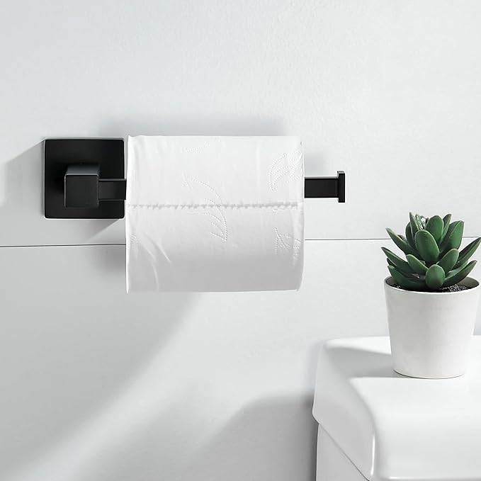FORBATH Black Toilet Paper Holder Towel Ring, Black Bathroom Hardware, Hand Towel Holder Toilet Paper Roll Holder Set, Wall Mounted Stainless Steel Bathroom Accessories, 2 PCS