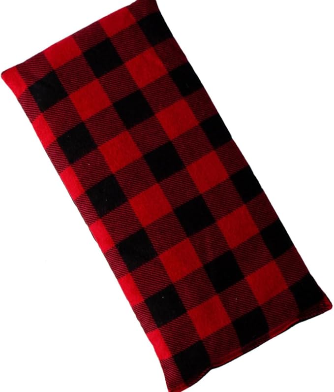 Large Microwave Heating Pad with Flax Seed, Scented or Unscented, Good for Back Pain or Cramps, Moist Heat Therapy or Ice Pack, Microwavable Bean Bag, 6" x 12" (Red and Black, Chamomile)