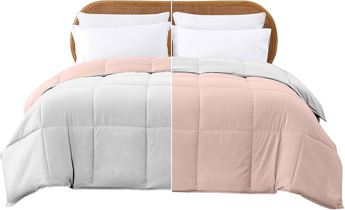 Modern Threads Down Alternative Reversible Comforter Blush/White Twin