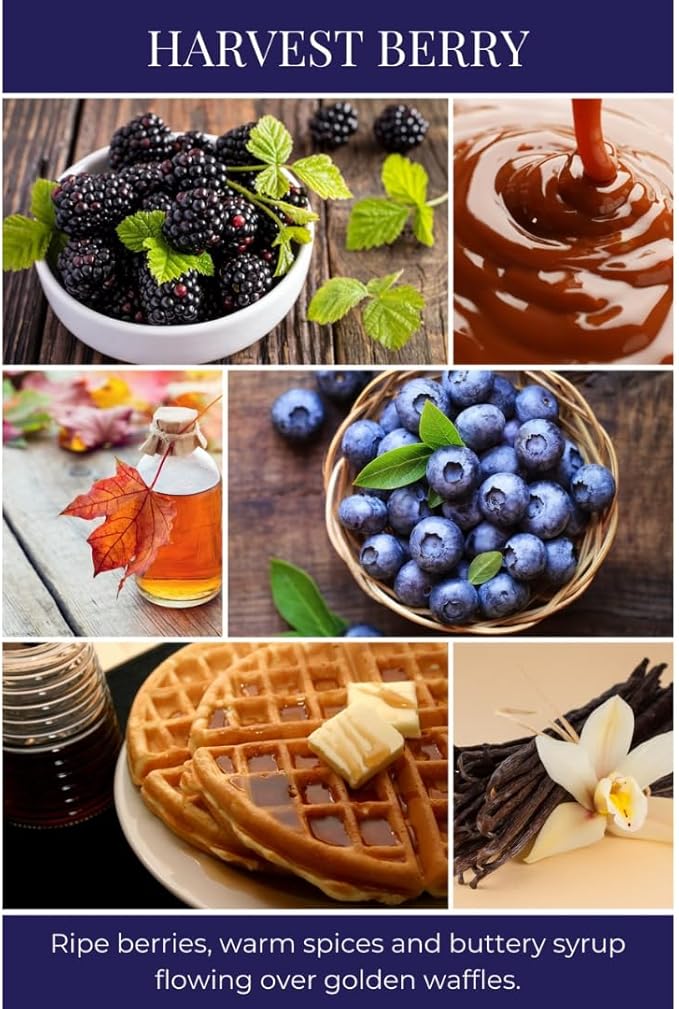 ECO CANDLE CO. Room & Linen Spray, Harvest Berry, 8 oz. - Scents of Berries, Spices & Buttery Syrup flowing over golden waffles. - Recycled Aluminum Bottle, No Propellents, Pump Top, All Natural