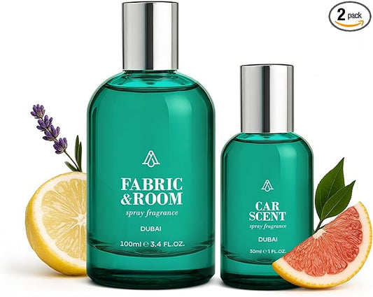 AromaPlan Natural luxurious Room Spray & Car Fragrance Kit, Dubai- Concentrated, Non-Toxic, Odor Eliminator & Long Lasting- Room Spray Air Freshener- Home, Car- 5 Star Hotel (100&30 ml)