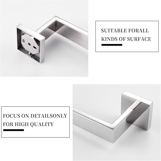 LANC 2-Pack 16-Inch Towel Bars for Bathroom Wall Mount, Total-18 Chrome Single Towel Racks Hand Towel Holders SUS304 Stainless Steel Towel Hanger Polished Towel Rods,A8804-4CP