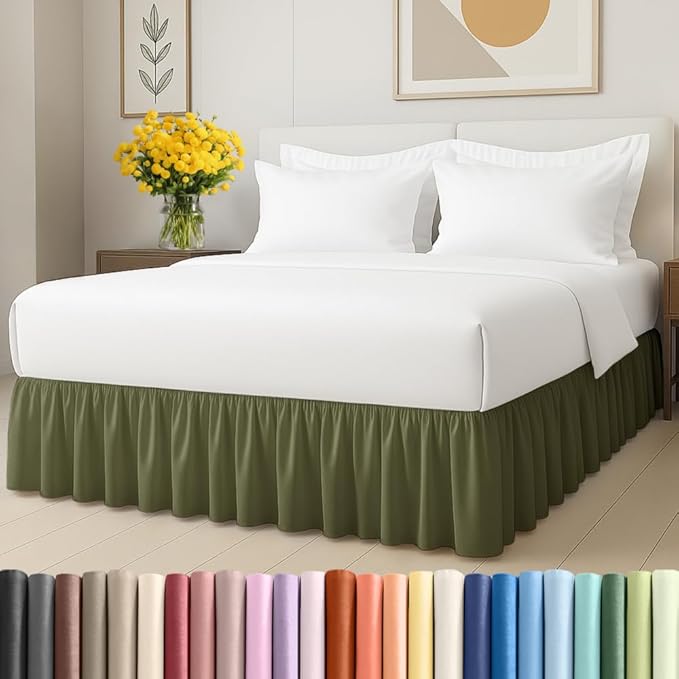 Bedskirt Twin Size Ruffle - 12 inch Drop Dust Ruffle Bed Skirt with Platform - Soft, Easy Fit, Premium Hotel Quality - Wrinkle, Fade & Shrink Resistant - for Women, Men, Kids and Teens - Sage Green