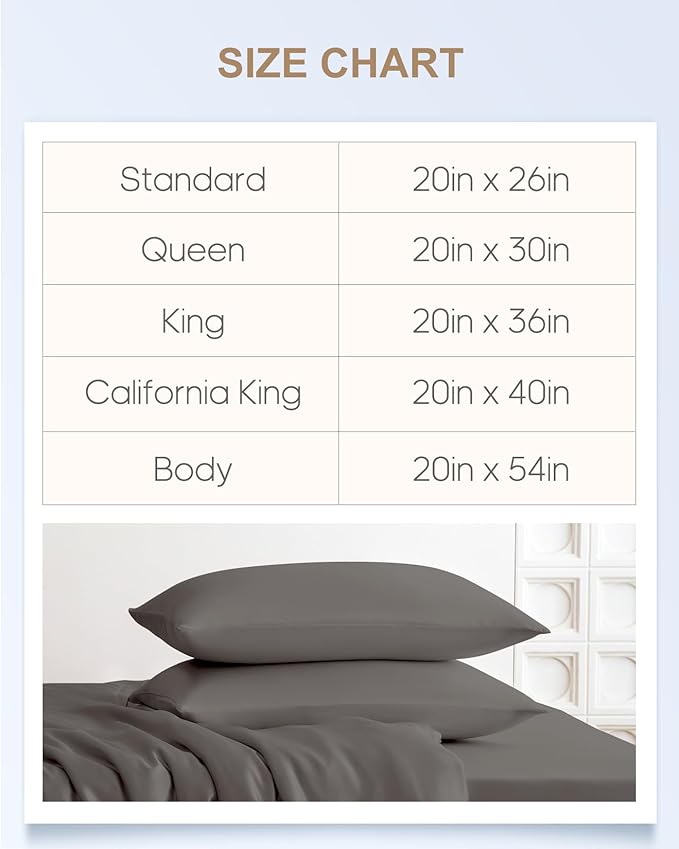 THXSILK Set of 2 Silk Pillowcase for Hair and Skin, 100% Mulberry Silk Bed Pillowcase 22 Momme, Hypoallergenic Soft Breathable Silk Pillow Case with Hidden Zipper, Body Size 20"x54", Dark Gray