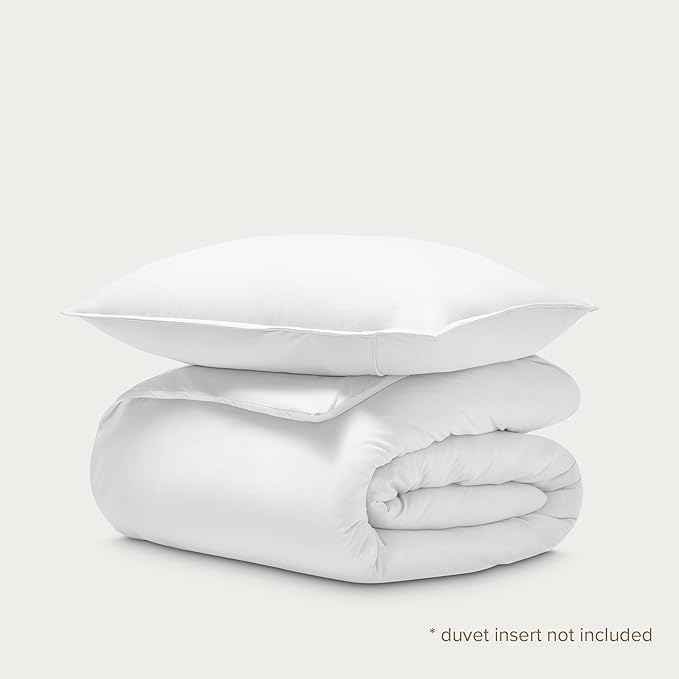Bare Home 100% Organic Cotton Jersey Duvet Cover Set - Twin/Twin XL Size - Ultra Soft - 100% Cotton - 2pcs - Corner Ties - Button Closure - Bedding Duvet Cover & Pillow Shams (White)