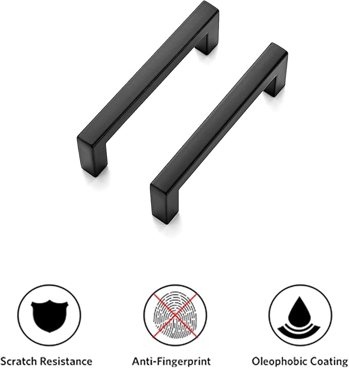 Ravinte 25 Pack Solid 3 Inch Center to Center Slim Square Bar Drawer Handles - Cabinet Hardware in Matte Black - Kitchen Handles and Pulls