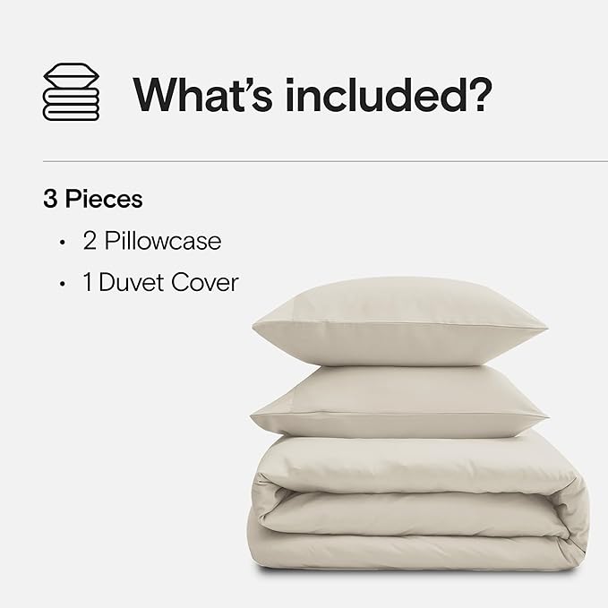 DOZ Duvet Cover Set, 100% Viscose derived from Bamboo, Organically Grown, Buttery Soft, Cooling Duvet Covers, High GSM, 1 Duvet Cover and 2 Pillowcases, 106"x90" (Sand, King/Cal King)