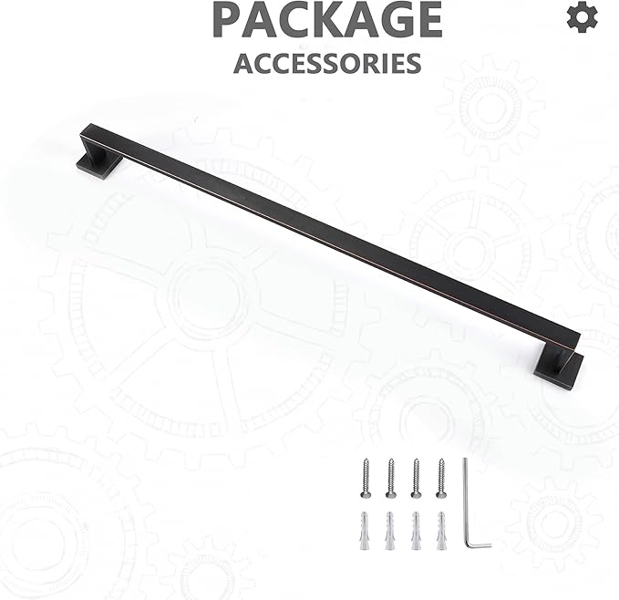 LANC ORB 32-Inch Towel Bar for Bathroom Kitchen Square Towel Rack, Total-34 Towel Rod Oil Rubbed Bronze Bath Towel Holder Heavy Duty Wall Mounted Towel Hanger Shower Towel Rail, A8804ORB-8P1