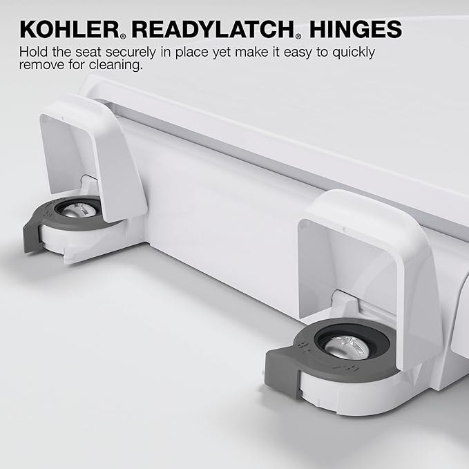 KOHLER 57777-WCF-0 Cymbal ReadyLatch Quiet-Close Soft Close Toilet Seat Elongated, Flexible CoreFlex Material, Wider Toilet Seat Surface, Home Essentials, White