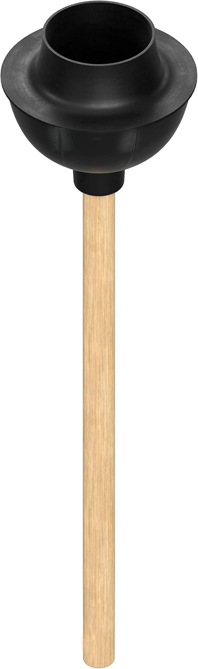 SteadMax Rubber Toilet Plunger, Double Thrust Force Cup, Heavy Duty, Commercial Grade with 18” Wood Handle (Pack of 3)