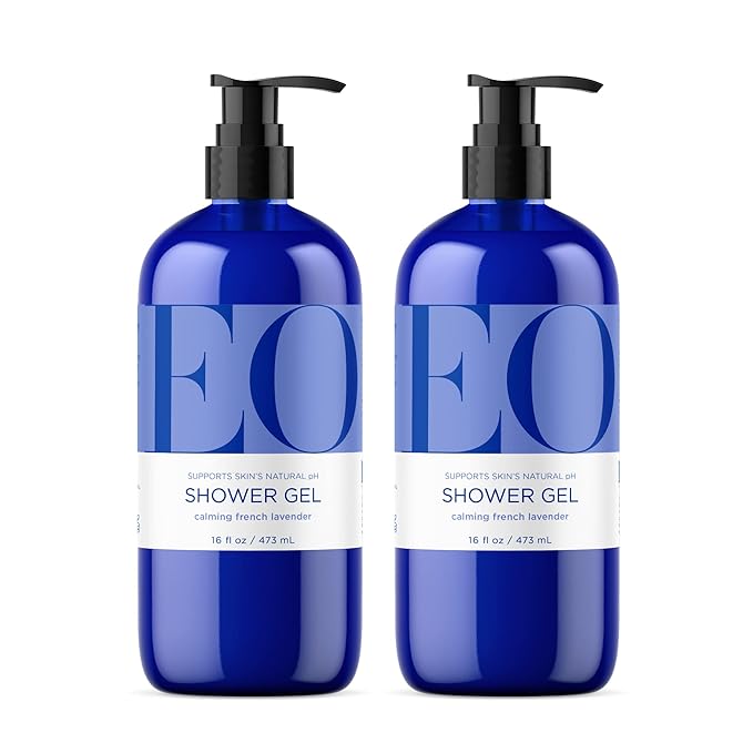 EO Shower Gel Body Wash, 16 Ounce (Pack of 2), Lavender, Organic Plant-Based Skin Conditioning Cleanser with Pure Essentials Oils
