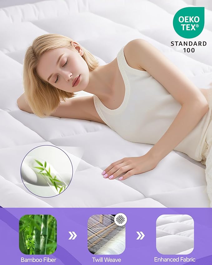 Dual Layer 4 Inch Memory Foam Mattress Topper Twin - 2 Inch Gel Memory Foam and 2 Inch Pillow Top Mattress Pad, 7-Zone Egg Crate Full Size Mattress Topper