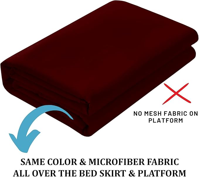 Ruffled Bed Skirt with Split Corners, Burgundy, Full 18 Inch Drop Bedskirt, Hotel Quality Brushed Microfiber Wrinkle Free Dust Ruffle Bed Skirt Full Size