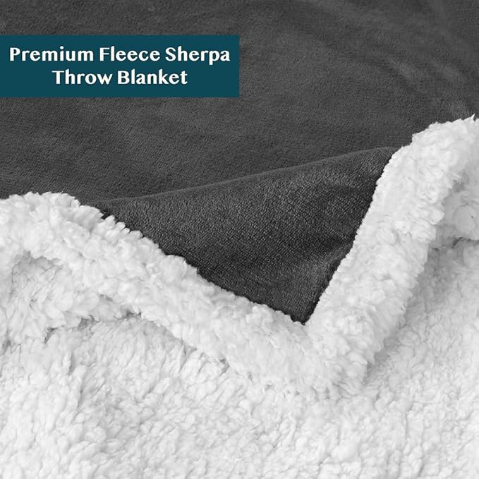 PAVILIA Sherpa Fleece Throw Blanket for Couch, Twin Size, Dark Grey, Plush Soft Fuzzy Sofa Blanket, Cozy Reversible Winter Throw for Women Men, 60x80 Inches