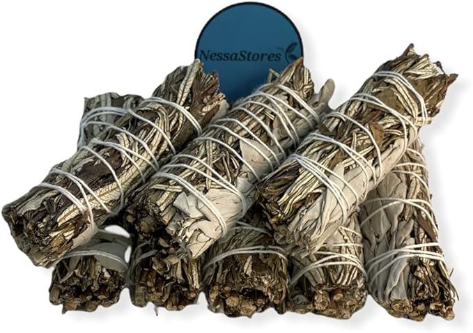 NESSASTORES - White Sage + Yerba Santa Smudge Stick Incense 4" Bundle #JC-152 (5 pcs)