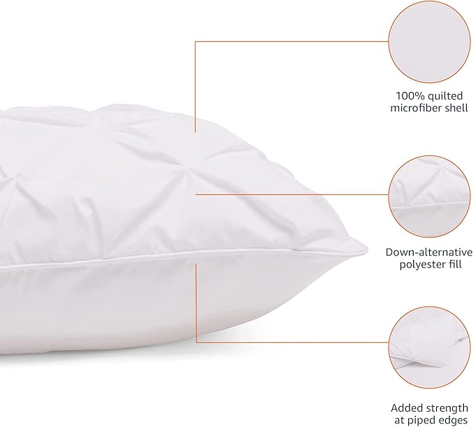 Amazon Basics King Size Soft, Lightweight Comforter Sets, All-Season Down-Alternative 3-Piece Bedding Set, Pinch Pleat Design, Bright White