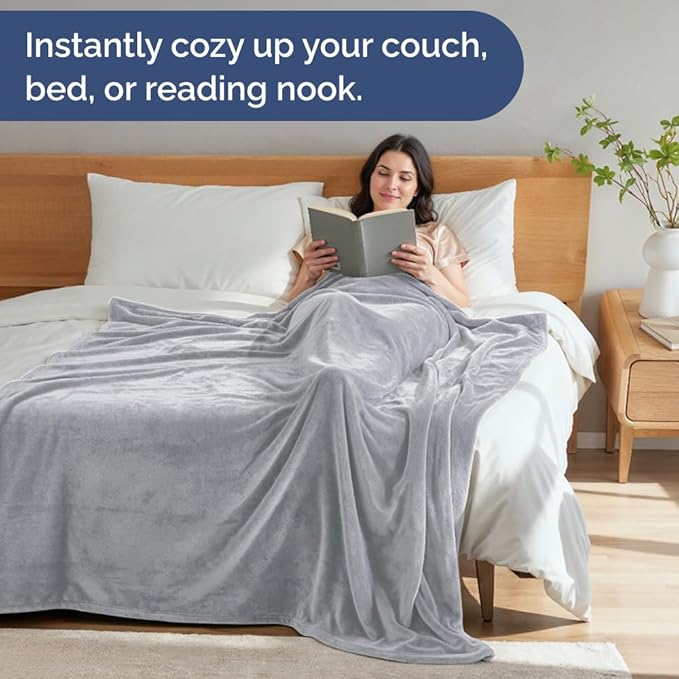Ultra Soft Fleece Blanket King Size - Flannel Fleece Luxury King Blanket - Lightweight for Couch Bed Chair - Thick, Warm and Breathable - All Season Cozy Fuzzy, Anti-Static Microplush Bedding, Grey