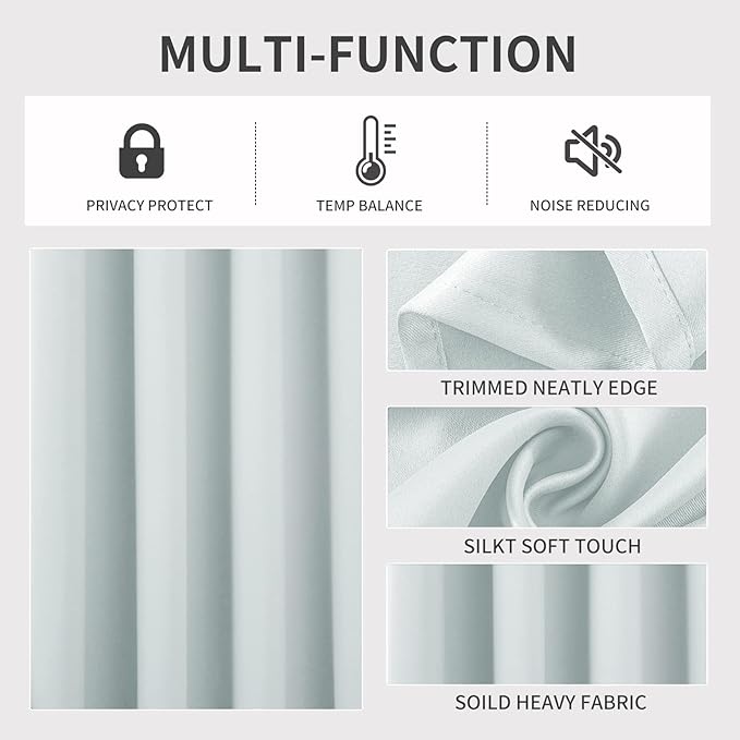 Joydeco White Curtains 120 Inches Long 2 Panels Set, Thermal Insulated Long Curtains& Drapes 2 Burg, Christmas Drapes for Living Room Bedroom Window (W52 x L120 Inch, Greyish White)