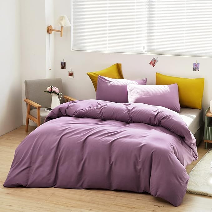 Cottonight Purple Comforter Set California King Dusty Purple Bedding Comforter Set Pale Mauve Blanket Quilts Soft Breathable Lilac Soft Breathable 3 Piece Comforter Set for Cal King Bed