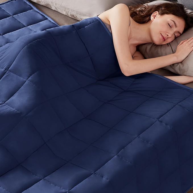 Weighted Blanket Queen Size (60"x80" 17lbs),Ultra Soft and Cozy Cooling Weighted Blanket Queen Size for Adult,Heavy Blanket with Machine Washable Soft Blanket, Blue