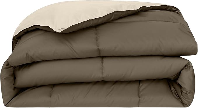 Modern Threads Down Alternative Reversible Comforter Taupe/Champagne Queen