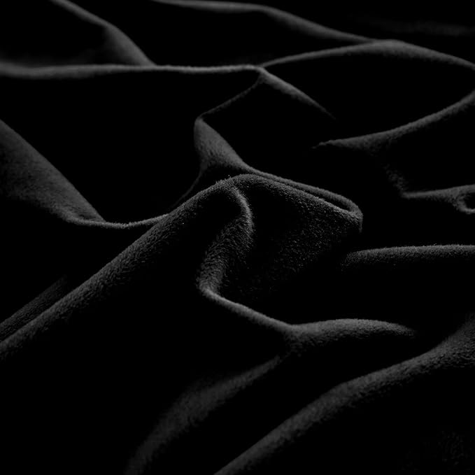 Cottonight Black Velvet Comforter Set King - Flannel Bedding 3 Piece Set, Plush Fluffy Blanket Quilts, Modern Winter Warm Thick Soft Solid Bedding