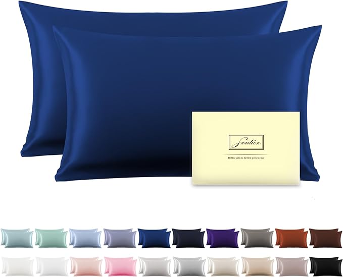 Silk Pillowcase for Hair and Skin,Soft,Breathable and Sliky 100% Standard Size Pillow Cases Set of 2,Both Sides Natural Mulberry Silk Pillowcases with Hidden Zipper(Standard Size 20"X 26",2pcs)