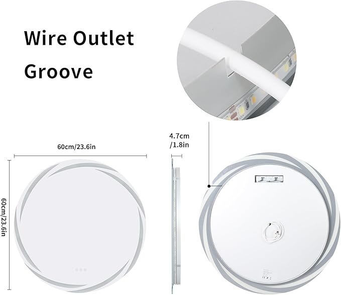 LUVODI Lighted LED Bathroom Mirror: 24” Circle Lighted Dimmable Wall Mounted Vanity Mirror with Bright Backlit - Smart Mirror Anti Fog with Touch Switch for Restroom Bedroom Living Room