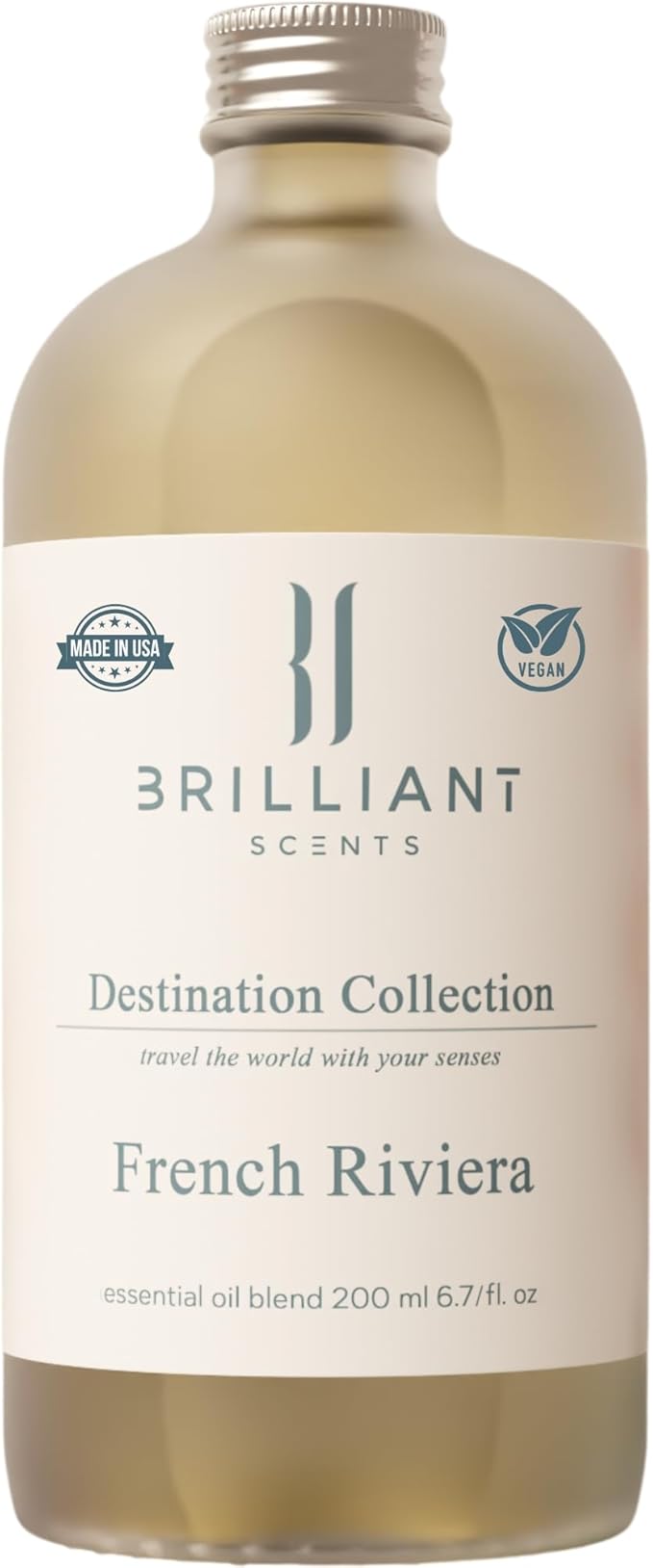 Brilliant Scents French Riviera Fragrance Oil 200ml - Premium Diffuser Oil for Home, Office, Hotels - Long Lasting, Plant-Based, Meets IFRA Standards, USA-Made - Blood Orange, Jasmine, Tonka Bean