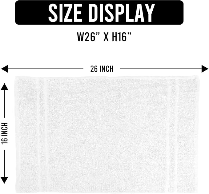 24 Pack White Hand Towels 100% Cotton Spa Towel – 16x27 inches Highly Absorbable Facial Towels Gym, Hair, Face, Bulk Small Towels (Not Bleach Proof)