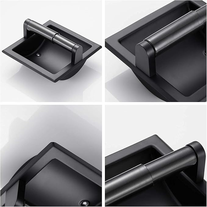 Matte Black Recessed Toilet Paper Holder/Tissue Paper Holder Stainless Steel Toilet Paper Holder in Wall for Bathroom Accessories Rear Mounting Bracket Included