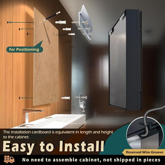 KWW LED Lighted Bathroom Medicine Cabinet with Sockets & USBs, Defogger, Dimmable, 3 Color Light Makeup Mirror, Easy to Install, Wall Mounted Cabinet (Left Hinge, 20 * 28)