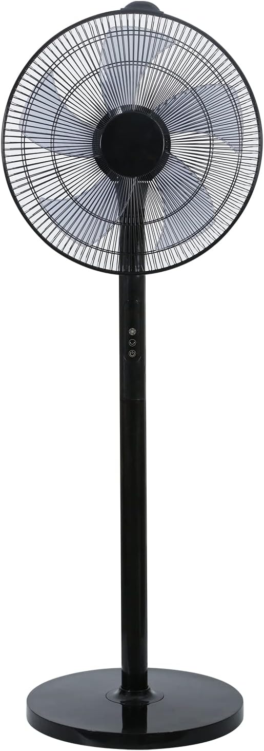 Simple Deluxe 16 Inches Stand Fan with Pedestal Base, Height Adjustable Pedestal Fan with Remote Control, Free Standing Fan with 90-Degree Oscillating 12-Speed Settings, Black