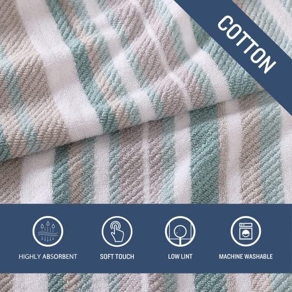 Tommy Bahama - Bath Towels, 100% Soft & Absorbent Yarn-Dyed Cotton with Twill Texture, Low Linting & Fade Resistant, Medium Weight Bathroom Towels (Ocean Bay Tranquil Blue, 3 Piece)