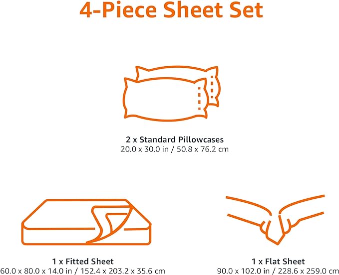Amazon Basics Lightweight Super Soft Easy Care Microfiber 4 Piece Bed Sheet Set With 14-inch Deep Pockets, Queen, Blue Floral,Printed