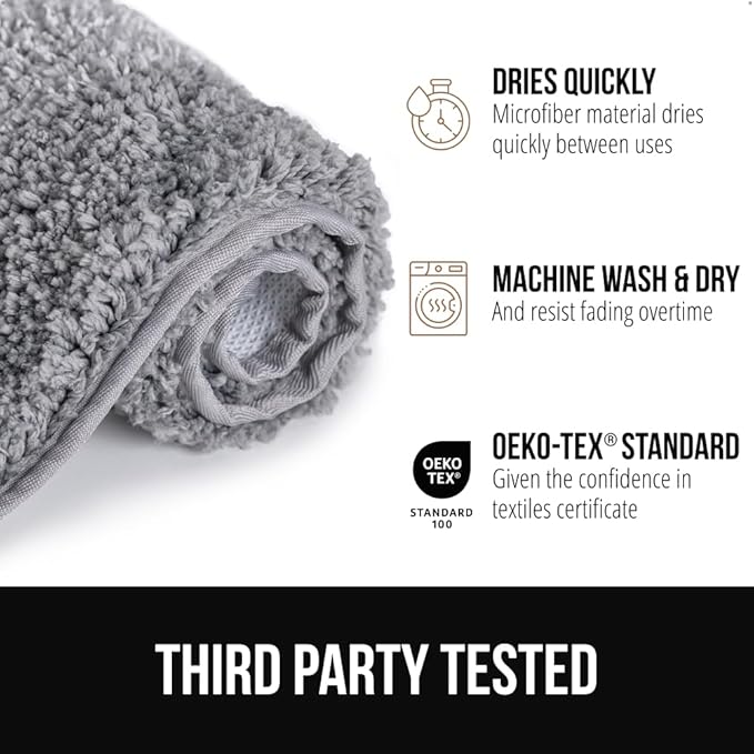 GORILLA GRIP Ultra Soft Plush Bathroom Rugs with Textured Rubber Backing, Absorbent Quick Dry Bath Mat, Machine Washable Shower Mats, Home Décor Accessories Bathmat Rug Essentials, 24 x 16 Beige