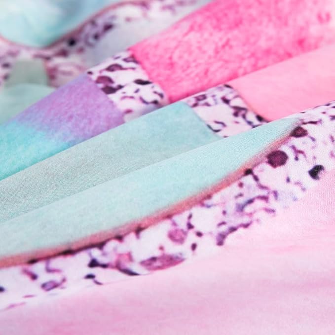 Wajade Kid Mermaid Scale Comforter Bedding Set Full Size, Colorful Rainbow 3D Fish Scale 7 Pieces Soft Bedding Sets with Comforter, Sheet, Pillowcase and Sham for Girls