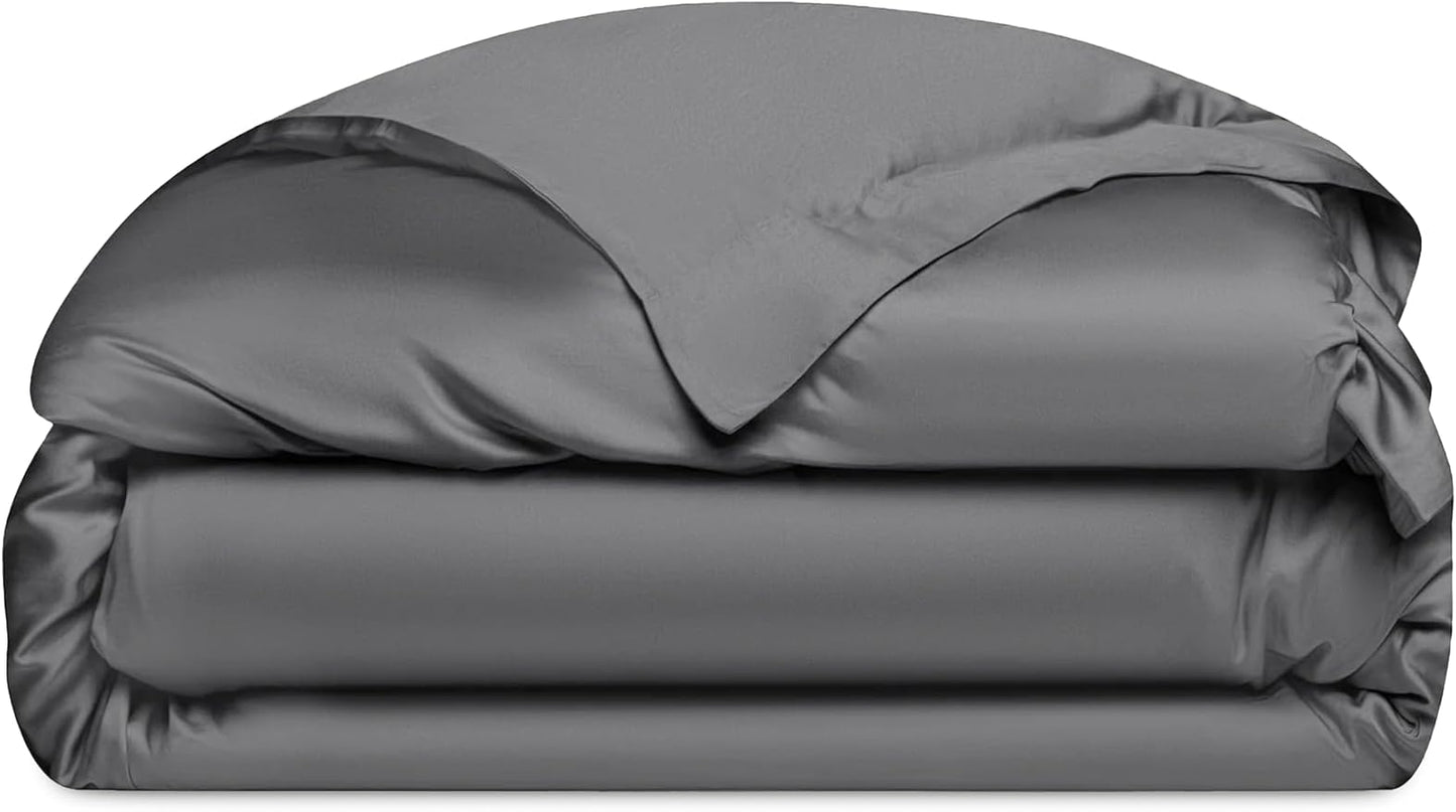 Cozy Earth Luxury Duvet Cover Queen - 100% Viscose from Bamboo - Ultra-Soft, Cooling & Lightweight Duvet Cover - Temperature-Regulating Bedding with Concealed Zip & Interior Snap Closures - Charcoal