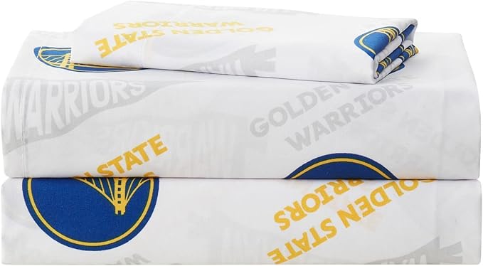 NORTHWEST Officially Licensed Golden State Warriors NBA Full Size Sheet Set – Soft Team Logo Bedding for Dorms, Bedrooms, Fan Caves & Game Day Style