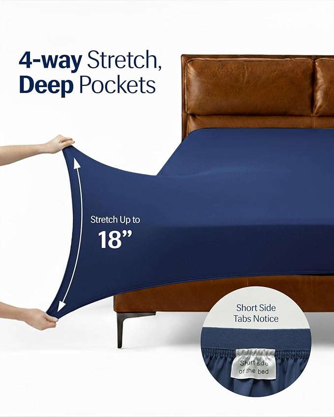 REST® Evercool®+ Starter Sheet Set, Twin Size, Blue, Breathable Bed Sheet for Hot Sleeper and Night Sweats, with Pillowcases, Ionic+ Self-Cleaning Silver Yarn for Sensitive Skin, 3PCS No Flat Sheet
