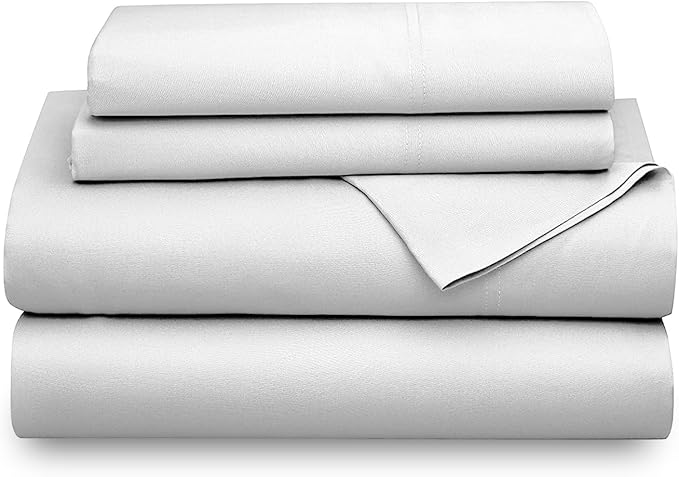 SUPREME ELEGANCE Cotton Blend Snow Sheet Set Queen Size, 1200 Thread Count Ultra Soft Sateen Sheet Set, Hotel Luxury, Moisture Wicking & Wrinkle Resistant, Easy Care Fall Bedding Set
