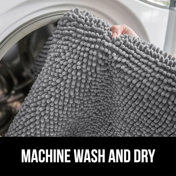 GORILLA GRIP Bathroom Rug Sets, Soft Chenille 2 Piece Area Rugs Set, Toilet Base Mat and 30x20 Carpet, Absorbent Microfiber Washable Mats Dry Quickly, Home Décor and Bath Room Accessories, Grey