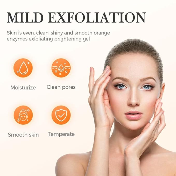 Orange Exfoliating Gel for Face & Body, 2026 Exfoliating Cleansing Gel Scrub, Orange Enzymes Exfoliatings Gels, Deep Clean Pores, Remove Blackheads & Moisturize Skin, All Types Skin (2pcs, 3.38 Fl Oz)