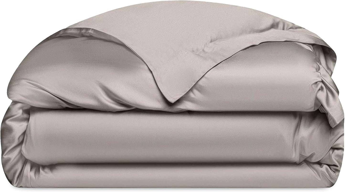 Cozy Earth Luxury Duvet Cover Queen - 100% Viscose from Bamboo - Ultra-Soft, Cooling & Lightweight Duvet Cover - Temperature-Regulating Bedding with Concealed Zip & Interior Snap Closures - Driftwood