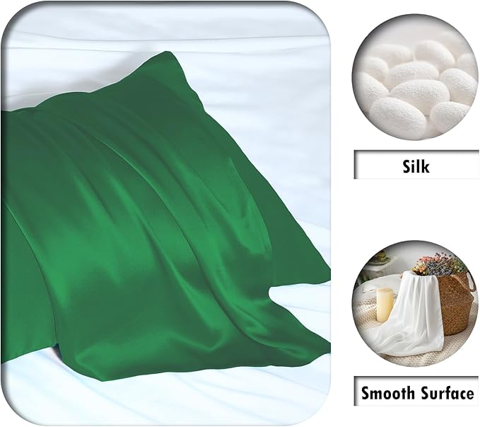 Mulberry Silk Pillow Cases for Hair and Skin King Size Silk Pillowcase with Zipper Soft Breathable Smooth Cooling Satin Silk Pillow Covers for Sleeping (Olive Green,20"X 36",1Pcs)