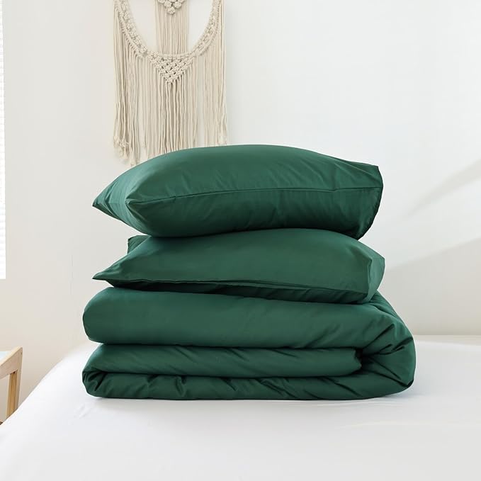ROSGONIA California King Comforter Set Emerald Green, 3pcs (1 Boho Dark Forest Green Cal King Comforter & 2Pillowcases), Oversized Blanket Quilt